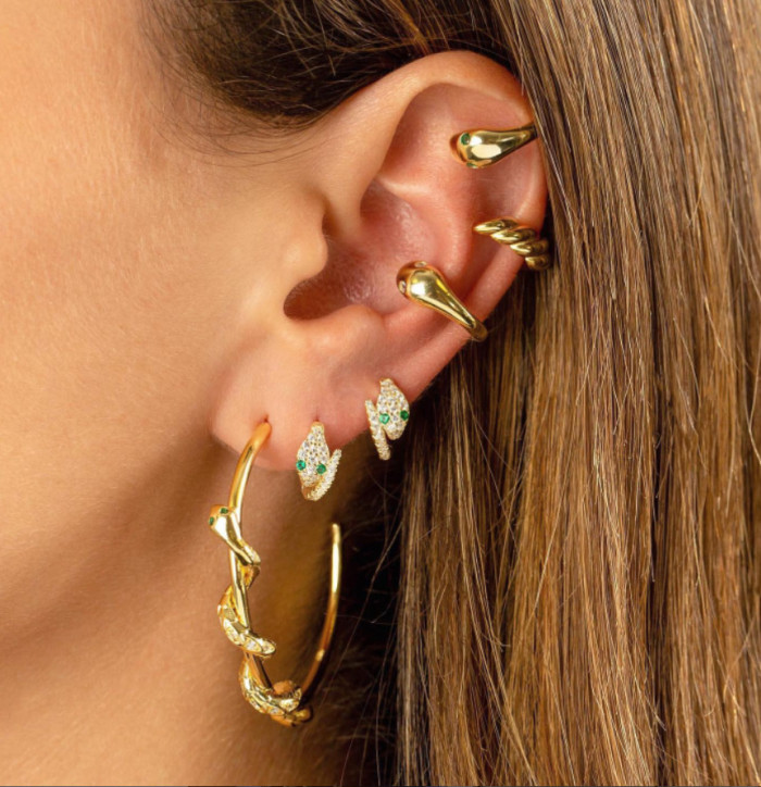 Popular in Europe and America, Light Luxury Snake-shaped Earrings, Trendy Minimalist Style, Unique and Creative Snake...