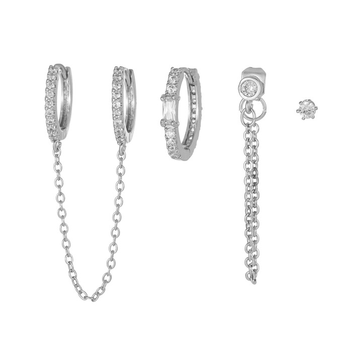 Fashion Layered Round Micro-inlaid Zircon Earrings, Amazon Best-selling Model, Tassel Ear Cuffs, Wholesale Jewelry