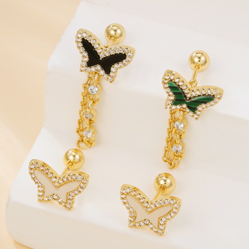 Stylish Butterfly Ear Cuffs with Screw-on Balls, Sweet and Cool Niche Copper Plated 18K Gold Earrings Wholesale for W...