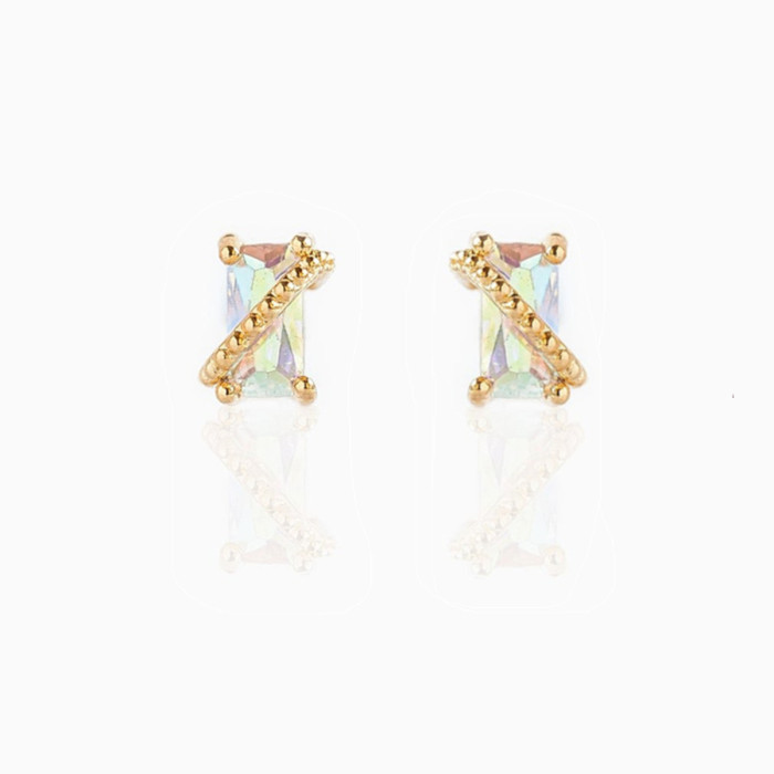 Inlaid Super Shiny Zircon Earrings for Women, Creative French Retro Gold Stud Earrings Set of 4 Pieces, Jewelry Sets