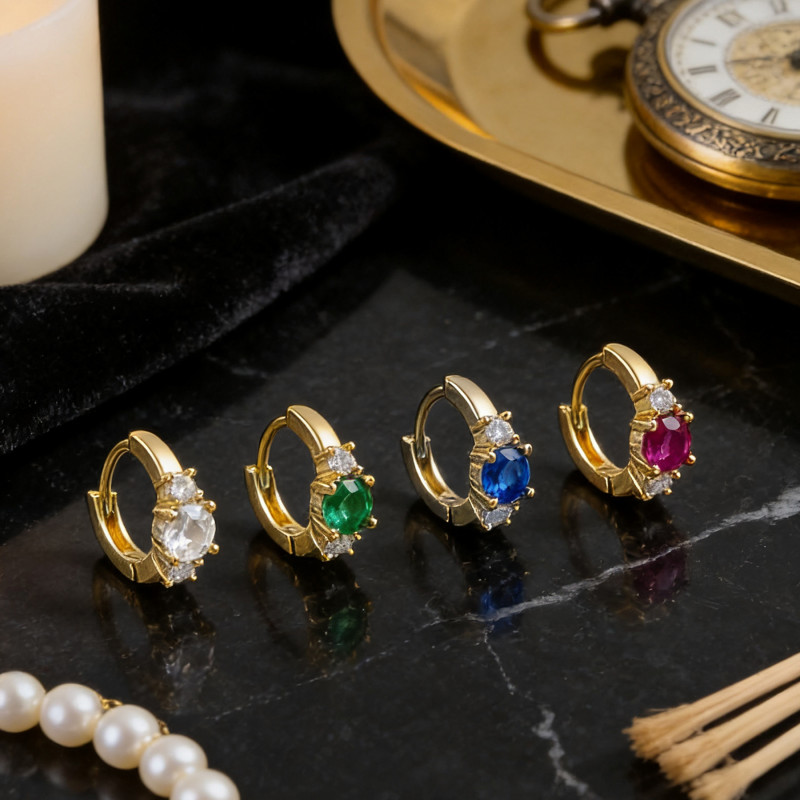 Colorful Zirconia Best-selling Earrings, New Light Luxury Fashion Versatile Earrings with a High-end Design for Women