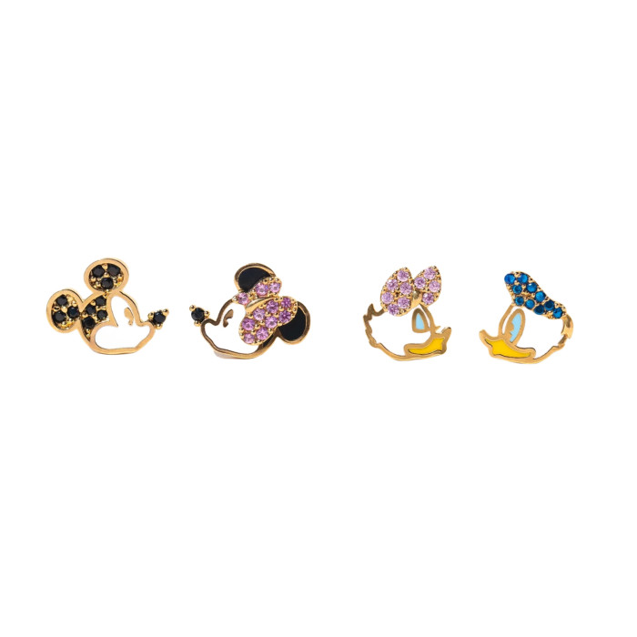 Sweet and Cute Mickey and Donald Duck Earring Set, Niche Design Cartoon Zircon Earrings Wholesale