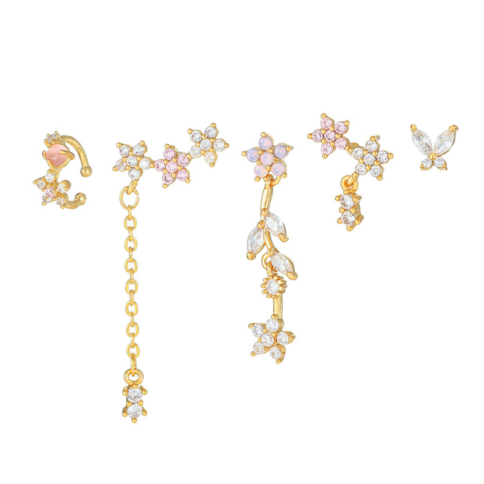 Korean-style Dongdaemun Floral Tassel Earring Set for Women, Light Luxury Zircon Earrings with a Super Fairy-like and...