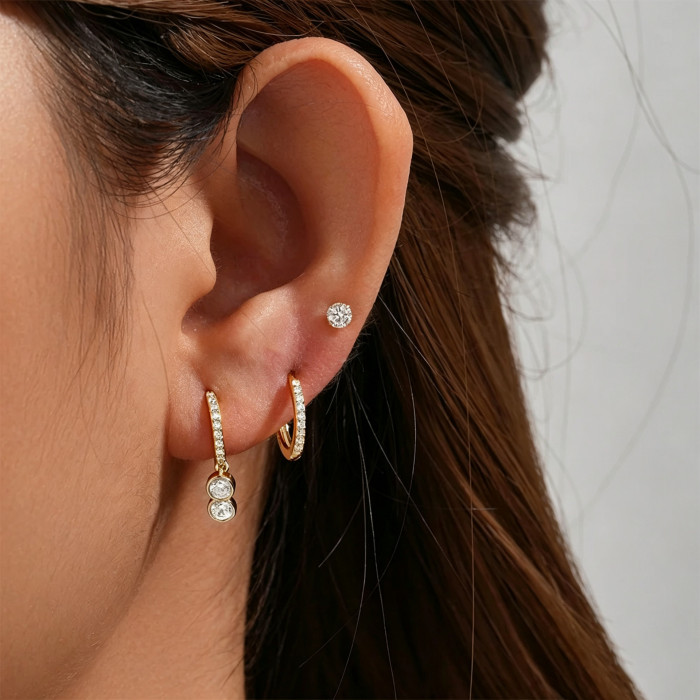 Amazon's Best-selling Luxury Zircon Butterfly and Flower Stud Earring Set, Copper Plated with 18K Real Gold, Wholesal...