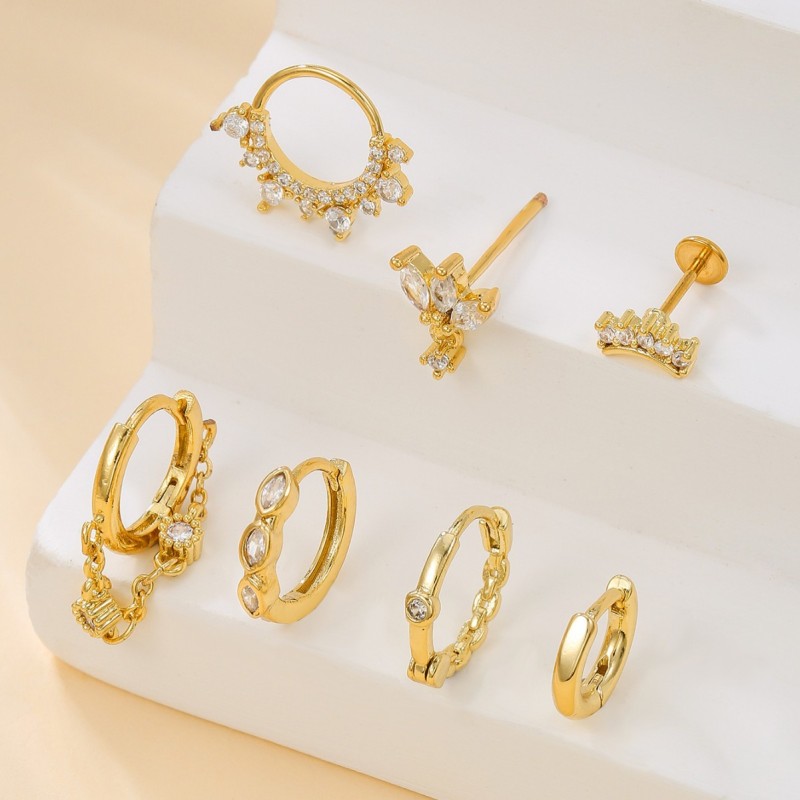 Best-selling in Europe and America: 18K Gold Plated Copper Earrings with Zirconia, Stylish and High-end Women's Earri...