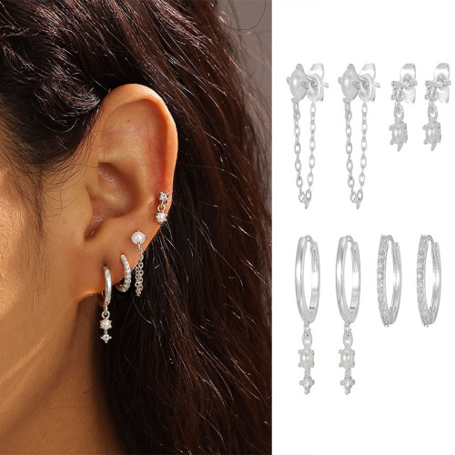 Fashion Best-selling Zircon-inlaid Chain Pendant Earrings for Women, Personalized and Stylish Earring Sets, Wholesale...