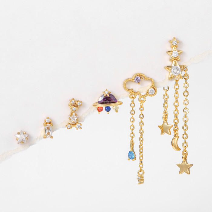 Fashion Cloud Tassel Earring Set, Ins-style Geometric Earrings, Korean New Trendy Earrings, Jewelry Sets