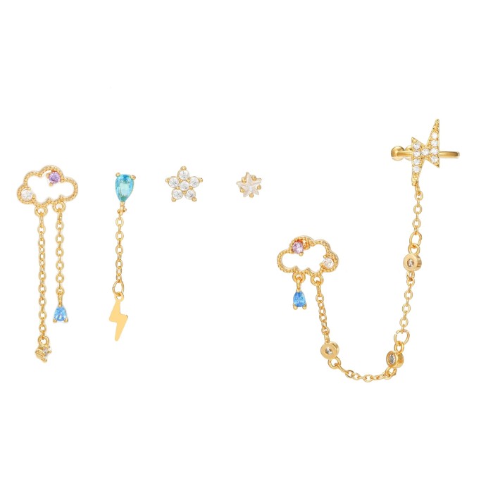 Style Cloud 18K Earring Set for Women, Niche Design, Fashionable Tassel Earrings, Rhinestone Ear Accessories, Jewelry...