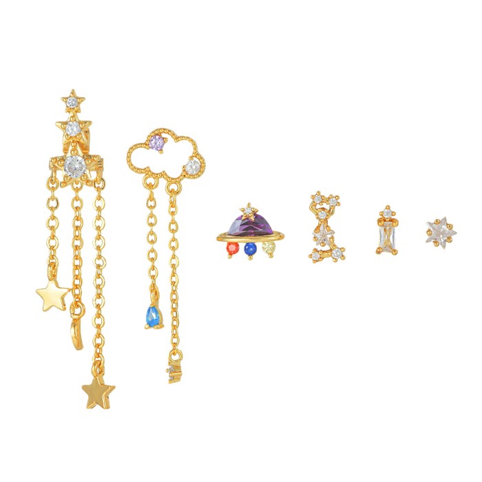Fashion Cloud Tassel Earring Set, Ins-style Geometric Earrings, Korean New Trendy Earrings, Jewelry Sets