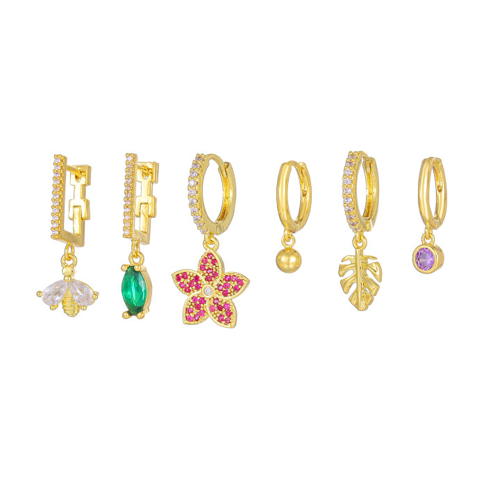 Best-selling Insect Earrings, Fashion Colorful Zircon Leaf Earrings, New Set of Earrings Wholesale, Jewelry Sets