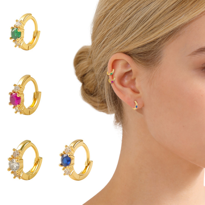 Colorful Zirconia Best-selling Earrings, New Light Luxury Fashion Versatile Earrings with a High-end Design for Women