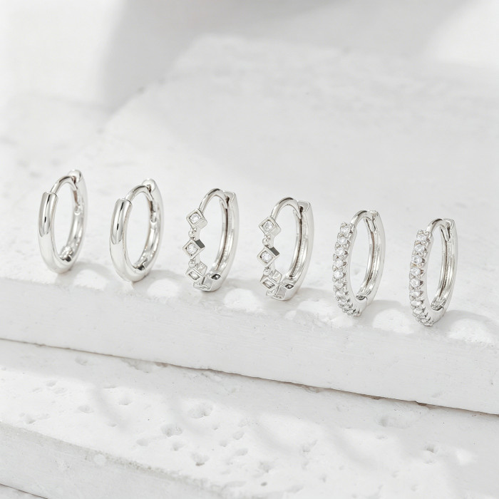 Simple and Elegant New Style Circle Zircon Earrings for Women, Fashionable Versatile Hoop Earrings, Jewelry Wholesale