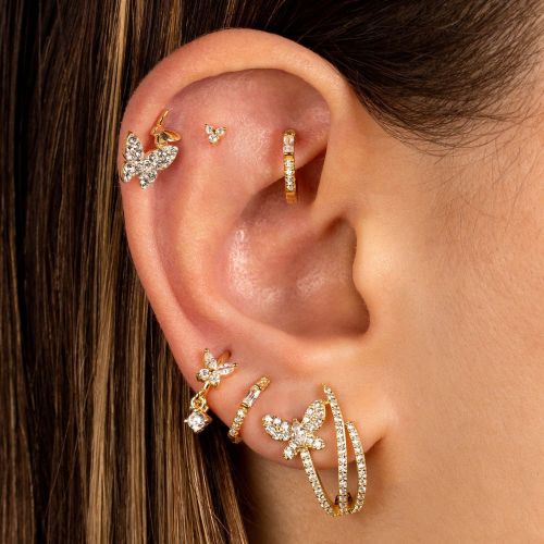 Korean-style Stone-Studded Butterfly Earrings for Women, Light Luxury and High-end Feel, S925 Silver Needle Earring...