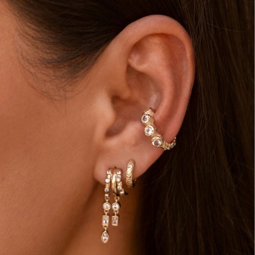 Best-selling Fashion Light Luxury Zircon-inlaid Irregular Tassel Earrings, Copper Plated with 18K Real Gold, Wholesal...