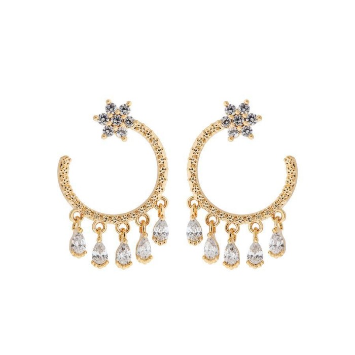 s925 silver needle earrings, asymmetrical eight-pointed star earrings for women, niche design trendy earrings wholesale