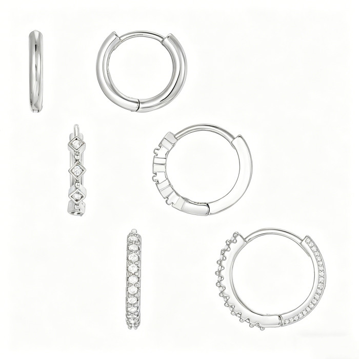 Simple and Elegant New Style Circle Zircon Earrings for Women, Fashionable Versatile Hoop Earrings, Jewelry Wholesale