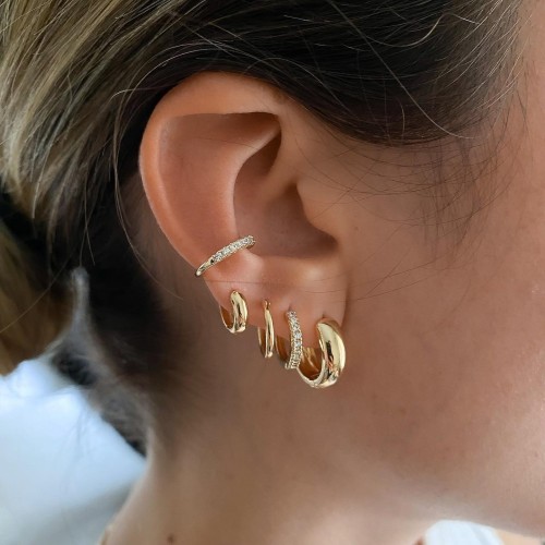 bestseller: Simple circular zirconia earring set for women, fashionable and versatile with a high-end feel, 18k real gold ear clasps wholesale