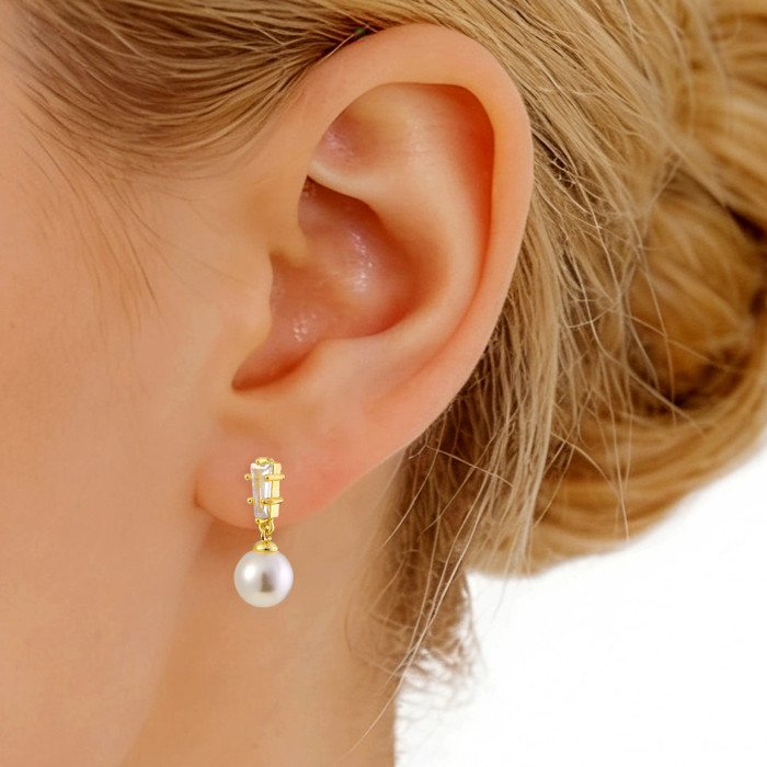 French-style S925 Silver Needle Pearl Earrings for Women, Light Luxury, High-end Versatile Earrings, Simple and Elega...