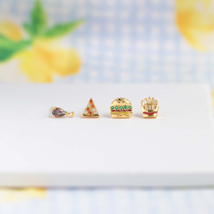 Hamburg Series Exquisite Earrings, 18K Gold Plated Copper with Color Retention, Zirconia Earrings, Popular in E-comme...