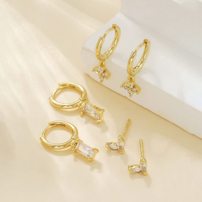 Earrings, Foreign Trade Style Niche Earrings, Zircon Pendant Earrings, 6-piece Set of Earrings for Women and Sisters,...