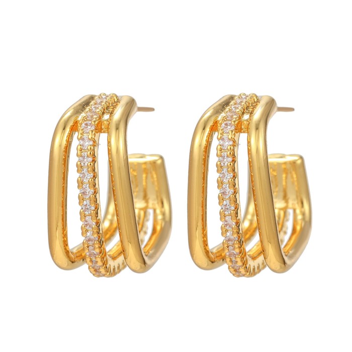 Style Exquisite and Simple Stone-Studded Paperclip Earrings, Trendy Super Shiny Geometric Star-shaped Elegant Earri...