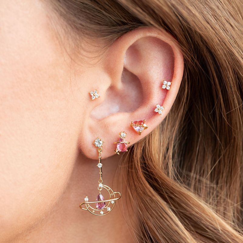 Amazon's Best-selling Sweet Moon Zircon Earrings for Women, Simple and Elegant Pink Water Drop Stone Pendant Earrings...