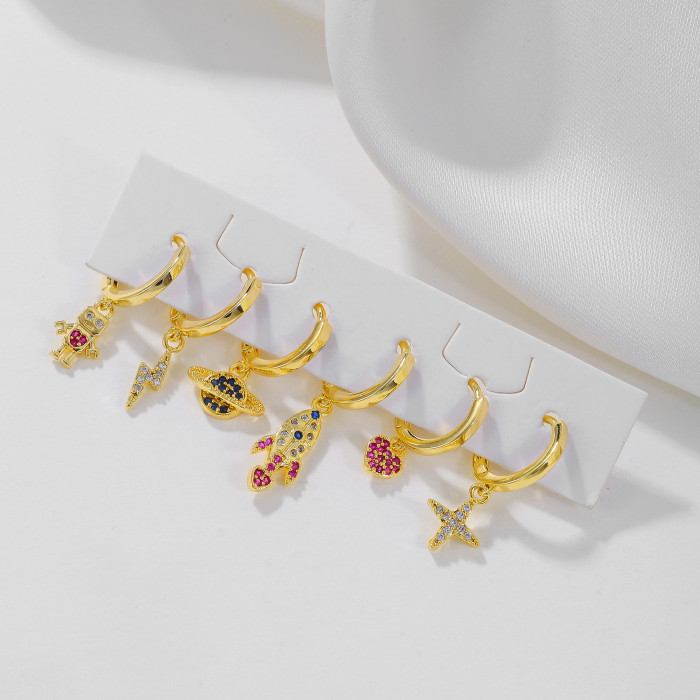 Bestseller on Amazon: Exquisite and Fashionable Multi-piercing Earrings, Heart-shaped Micro-inlaid Zircon Ear Clip Se...