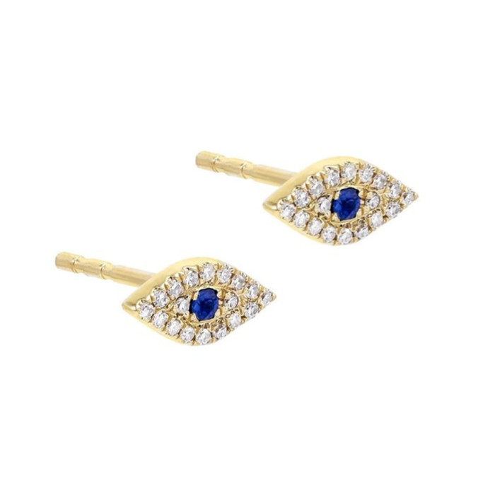 Minimalist Style Evil Eye Ear Clips, Black Zirconia Ear Cuffs and Stud Earrings Set, Ins-style Earrings and Accessori...