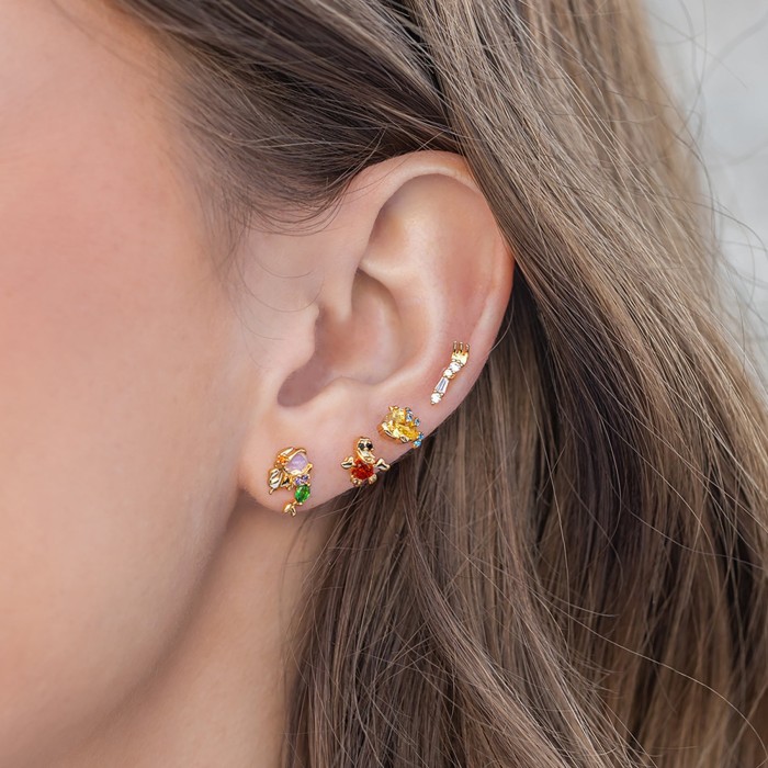New Style 925 Silver Earrings with Unique Design, Cute Cartoon Mermaid Micro-inlaid Zircon Earrings, 925 Sterling Silver