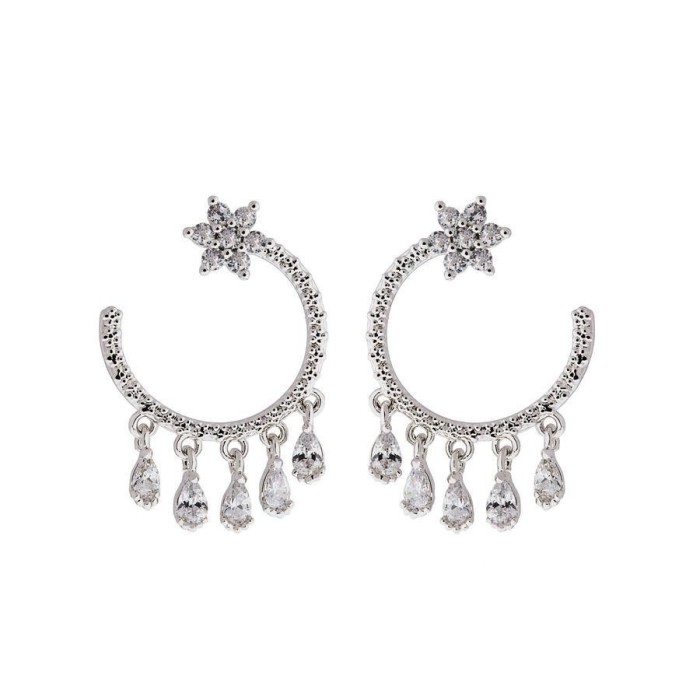 s925 silver needle earrings, asymmetrical eight-pointed star earrings for women, niche design trendy earrings wholesale