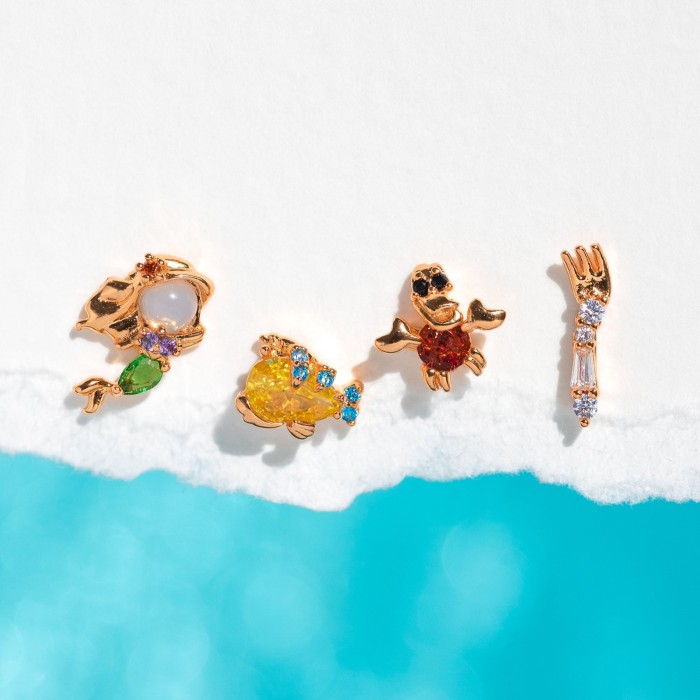 New Style 925 Silver Earrings with Unique Design, Cute Cartoon Mermaid Micro-inlaid Zircon Earrings, 925 Sterling Silver
