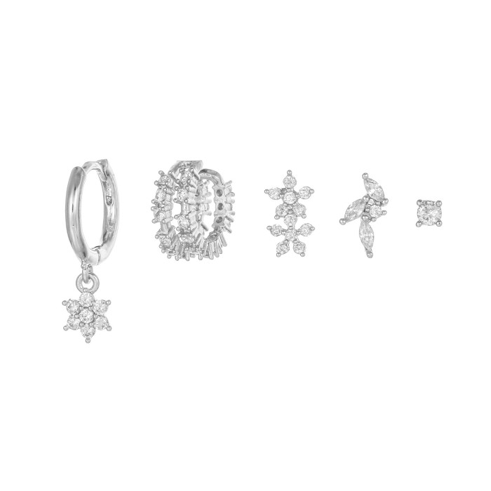 New Style S925 Silver Needle INS Minimalist Earrings, Fashionable Geometric Ear Clips, Five-piece Set of Earrings for...