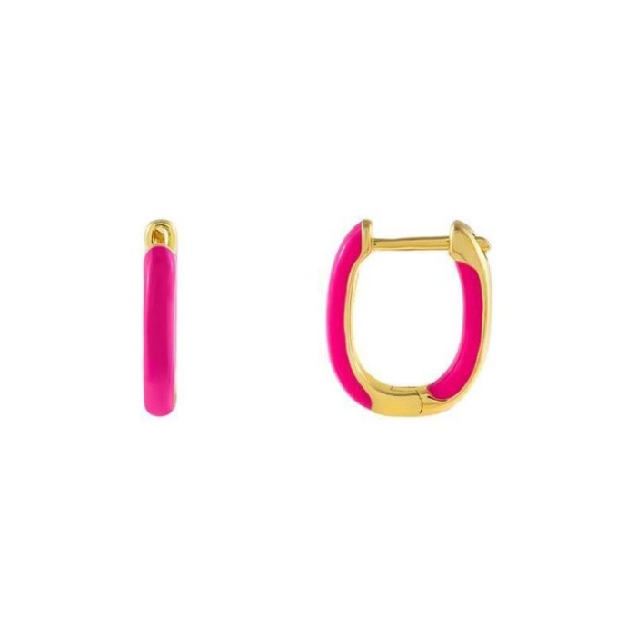 Minimalist Square Design Earrings, Hollow-out Enamel Dopamine Color Stacked Ear Cuffs, Wholesale