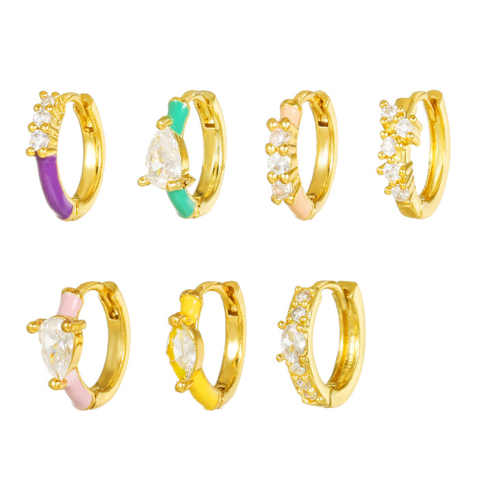 Best-selling Fashion Personalized Stone-Studded Colorful Earrings for Women, Copper Plated with 18K Gold-Plated, Ligh...