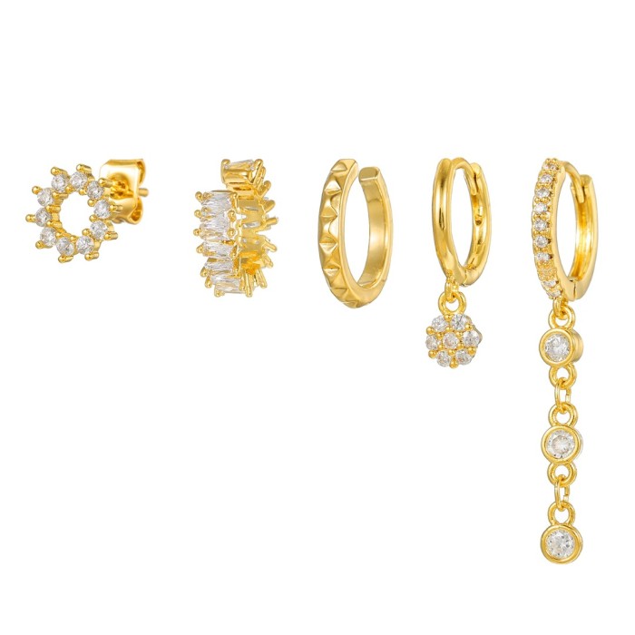Amazon's New French-style Hollow Ear Cuffs, 18K Gold Plated Copper with Zircon Inlay, Sun-shaped Stud Earrings, Five-...