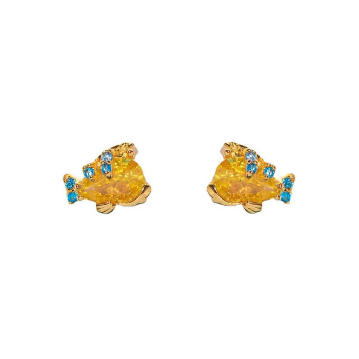 New Style 925 Silver Earrings with Unique Design, Cute Cartoon Mermaid Micro-inlaid Zircon Earrings, 925 Sterling Silver