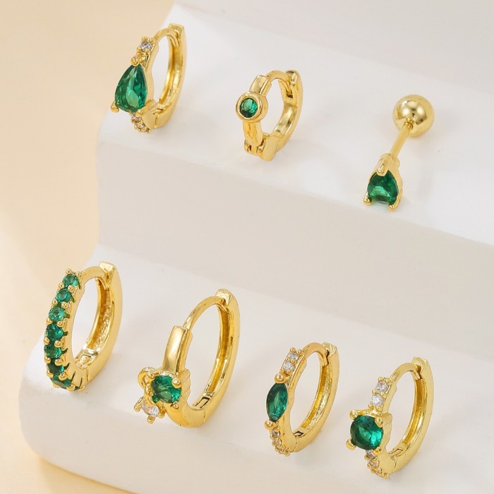 Emerald Ear Cuffs, Simple Hoop Earrings, Pendant Water Drop 18K Gold Plated Earrings, Exquisite Earrings Wholesale