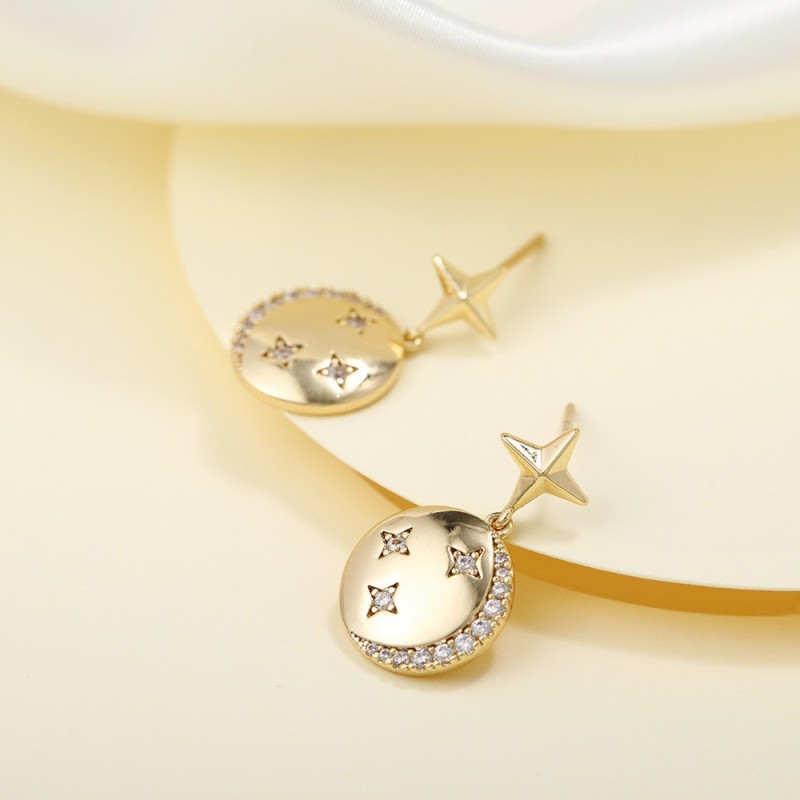 Ins-style Personalized Creative Fully Stone-Set Smiley Face Earrings, 18K Gold Color-retaining Fashion Earrings for Wome...