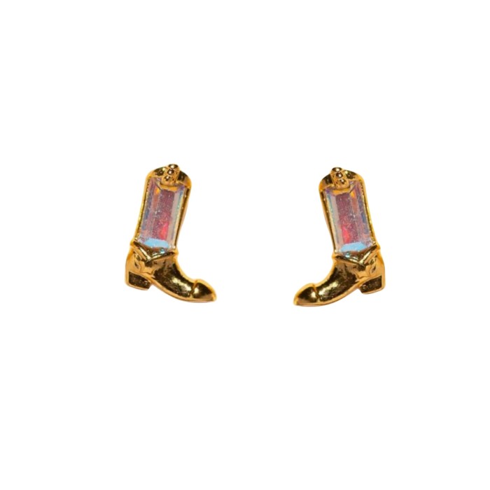 Fashion Creative Western Boots, Cowboy Hat, Earring Set, Personalized Five-pointed Star Heart-shaped Zircon Earrings...