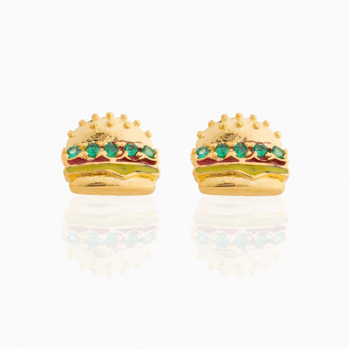 Hamburg Series Exquisite Earrings, 18K Gold Plated Copper with Color Retention, Zirconia Earrings, Popular in E-comme...