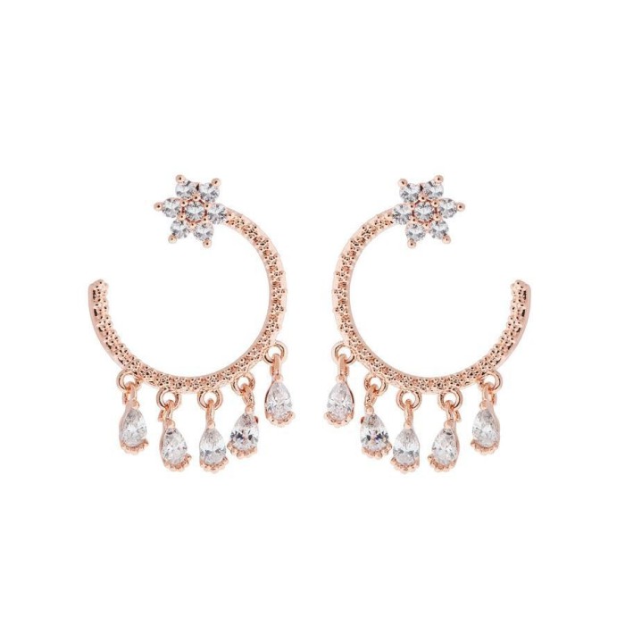 s925 silver needle earrings, asymmetrical eight-pointed star earrings for women, niche design trendy earrings wholesale