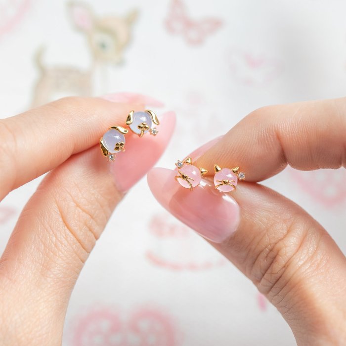 Popular Ins-style Small Animal Head Earrings, 18K Gold Plated Colorful Zircon Copper Earrings, Jewelry Direct Supply,...