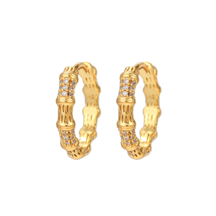 Style Ear Clips, Personalized Ear Cuffs, 18K Copper Micro-inlaid Vintage Hoop Earrings, Women's Jewelry, Direct Suppl...