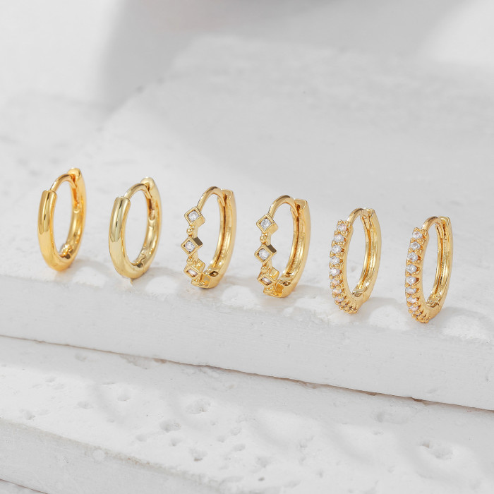 Simple and Elegant New Style Circle Zircon Earrings for Women, Fashionable Versatile Hoop Earrings, Jewelry Wholesale
