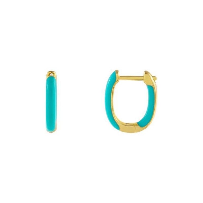 Minimalist Square Design Earrings, Hollow-out Enamel Dopamine Color Stacked Ear Cuffs, Wholesale