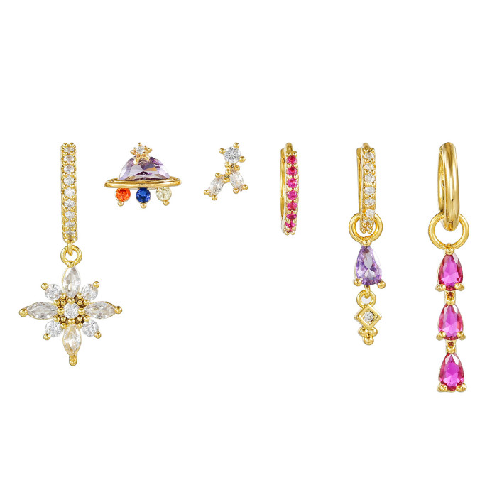 Creative Cartoon Astronaut Purple Zircon Light Luxury Water Drop Pendant Earrings Butterfly Niche Earrings