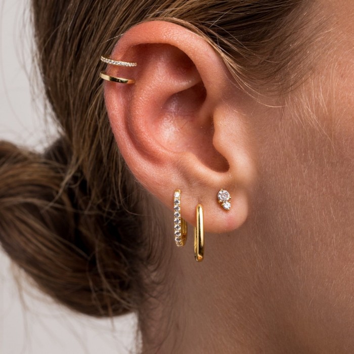 Fashion Geometric Earrings, Zirconia Stud Earring Set, Light Luxury High-end Feel, Copper Plated with 18K Gold, Whole...