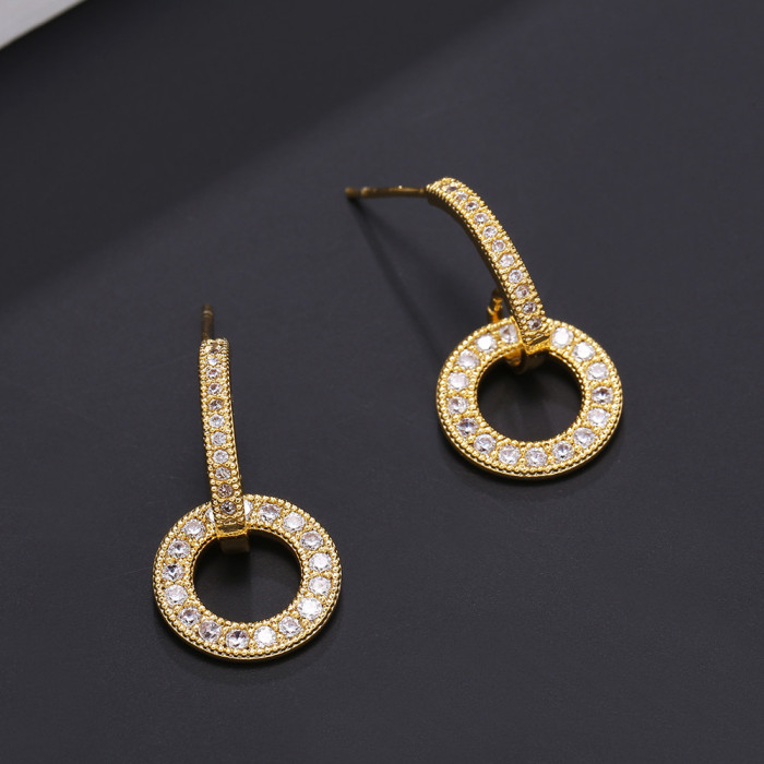 Style Exquisite and Simple Stone-Studded Paperclip Earrings, Trendy Super Shiny Geometric Star-shaped Elegant Earri...