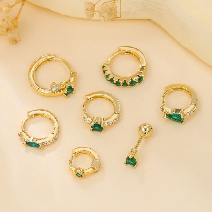 Emerald Ear Cuffs, Simple Hoop Earrings, Pendant Water Drop 18K Gold Plated Earrings, Exquisite Earrings Wholesale