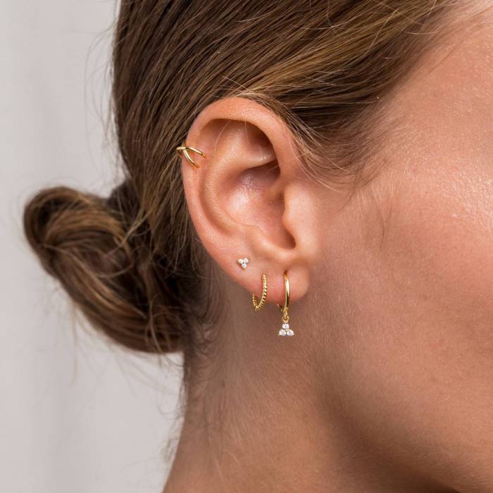 Amazon's Best-selling Product: 18K Gold Plated Copper Earrings with Zirconia, Stylish and Simple 3-piece Earring Set,...